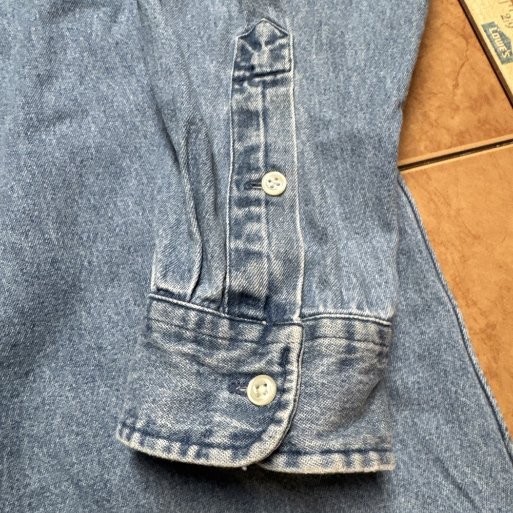 Vintage 90s Polo Ralph Lauren Men's Denim Button Up Sz XL Big Shirt Pony Logo - Picture 5 of 8